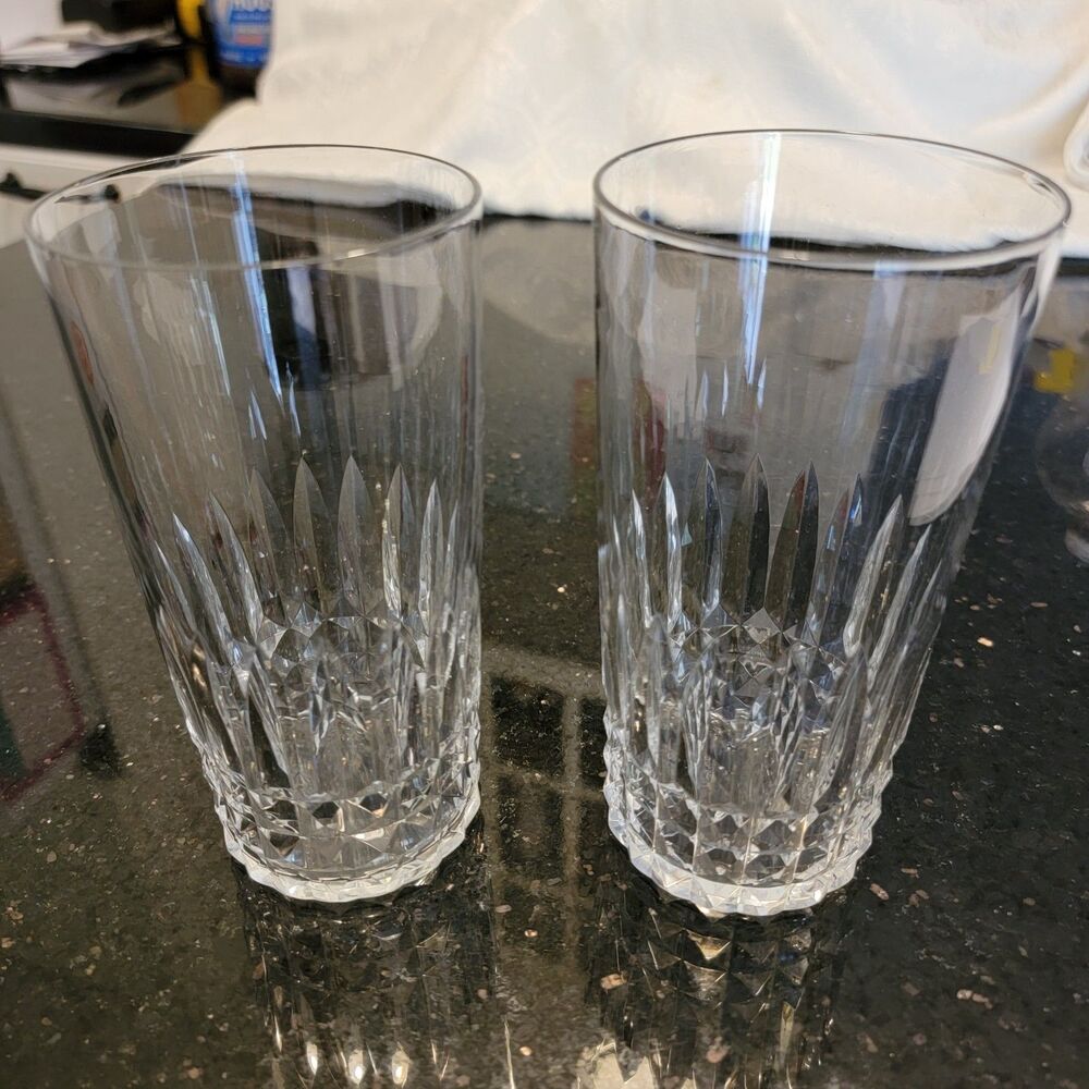 VTG Baccarat‎ France Piccadilly Highball Glass Pair 2 Discontinued 10 Oz Signed